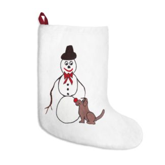 Snowman And Puppy CHRISTMAS STOCKING