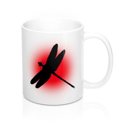 Black DRAGONFLY OVER RED SUN Coffee Cup