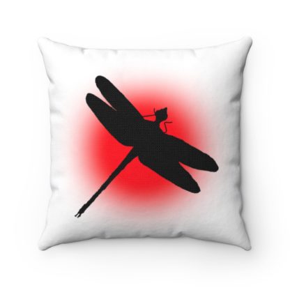 DRAGONFLY OVER RED SUN Throw Pillow