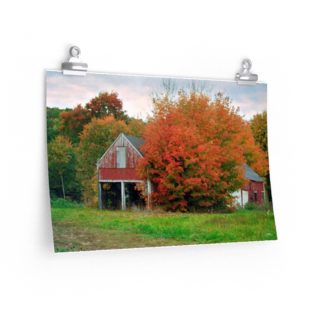 Old Red Barn In Autumn Poster Print