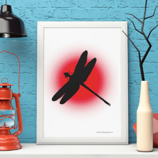 DRAGONFLY OVER RED SUN Wall Art