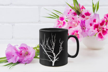 Sleek TREE SILHOUETTE White On Black Mug
