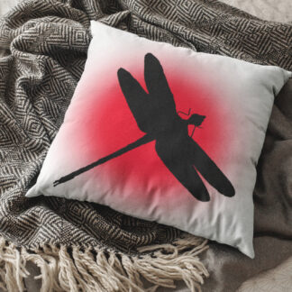 Red Sun Dragonfly Pillow
