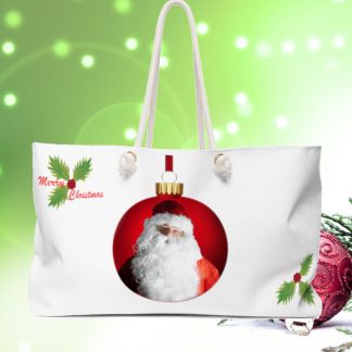 Red Ornament Santa Christmas Tote Bag