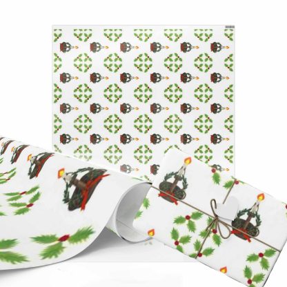 Candle and Holly Wrapping Paper