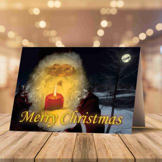 Santa Claus Holding Candle CHRISTMAS CARD