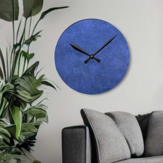 Leather Texture Blue Clock