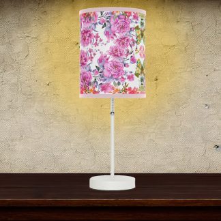 Pink Flowers White Lamp